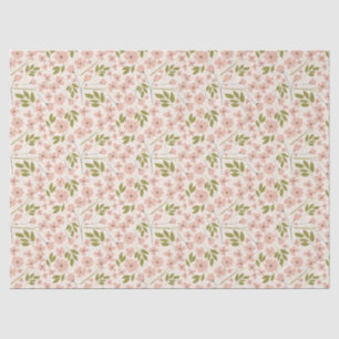 Papel De Seda Rosa Esbranquiçado, Creme Primavera Floral Padrã