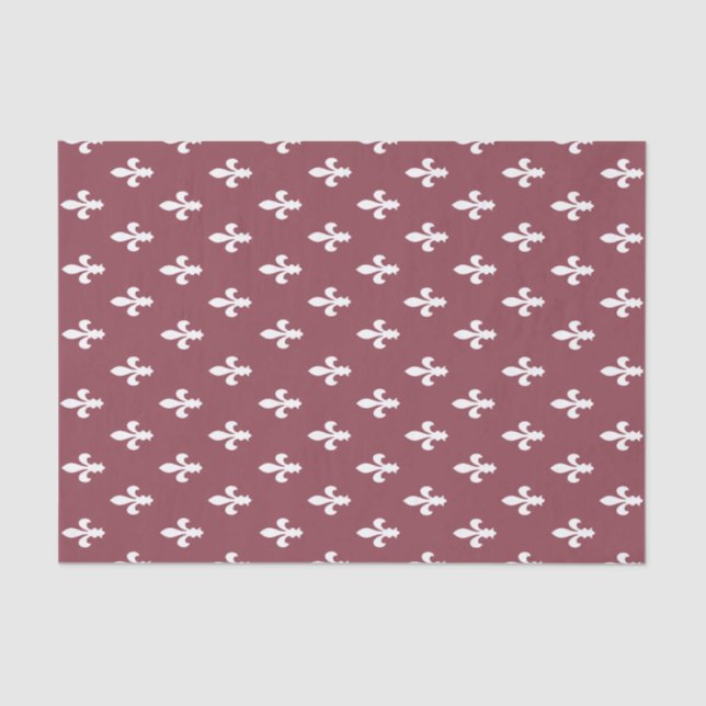 Papel De Seda Rosa escuro Fleur de Lys vitoriano (Frente )