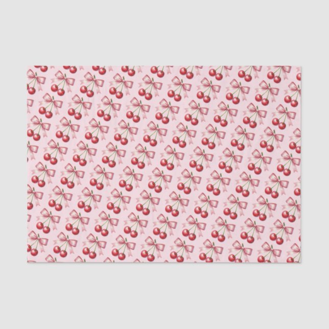 Papel De Seda Rosa Feminino Vermelho Coquette Cereja (Frente )