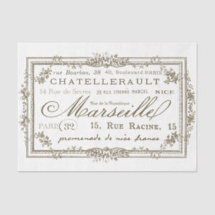 Papel De Seda Rosa Floral Fronteira de Nomes da Cidade Francesa