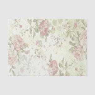 Papel De Seda Rosa Floral Shabby Chic