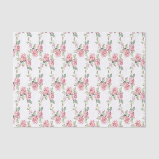Papel De Seda Rosa Floral Shabby Chic Rosa (Frente )