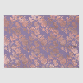 Papel De Seda Rosa Glamouroso Dourado Folha e Floral Lavanda
