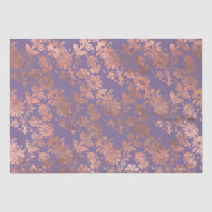 Papel De Seda Rosa Glamouroso Dourado Folha e Floral Lavanda