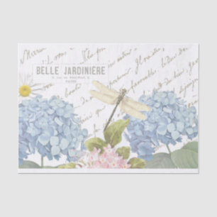 Papel De Seda Rosa Hummingbird Dragonfly Script Honeybee Francê