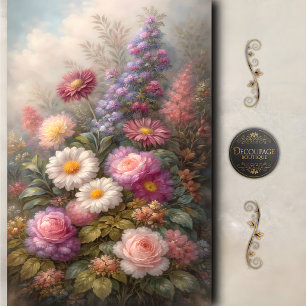 Papel De Seda Rosa Margarida de Jardim de Primavera Decoupage