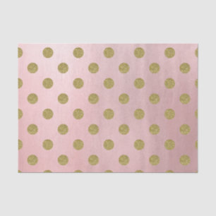 Papel De Seda Rosa Ouro Brilho Glam Pontos Polka Moderno Chique