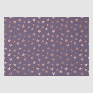 Papel De Seda Rosa Ouro Glamouroso com Estrelas Lavanda