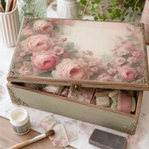 Rosa Pastel Antiga Clássica Decoupage Floral