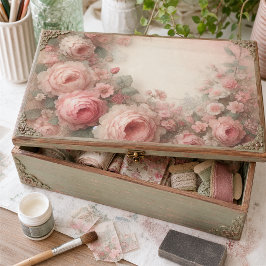 Papel De Seda Rosa Pastel Antiga Clássica Decoupage Floral