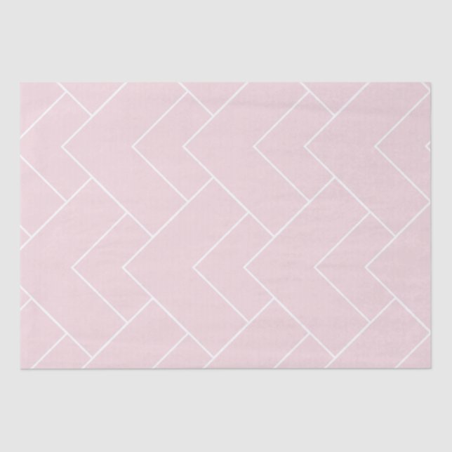 Papel De Seda Rosa Pastel com Padrão Geométrico Branco (Frente )