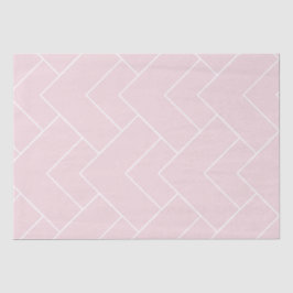 Papel De Seda Rosa Pastel com Padrão Geométrico Branco
