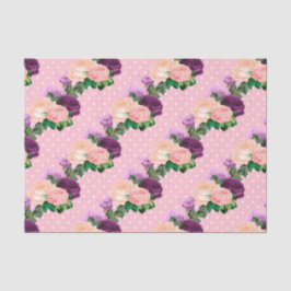 Papel De Seda Rosa Pêssego e Lilás Lavanda Floral