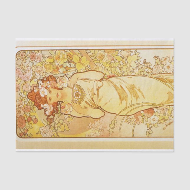 Papel De Seda Rosa por Alphonse Mucha (Frente )