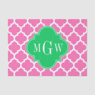 Papel De Seda Rosa Quente Com O Marroquino #5 Emerald 3 Monogram