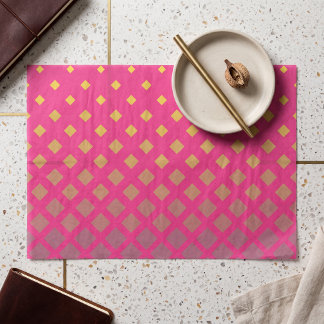 Papel De Seda Rosa Quente Dourado Geométrico Ombre Favor da Bout