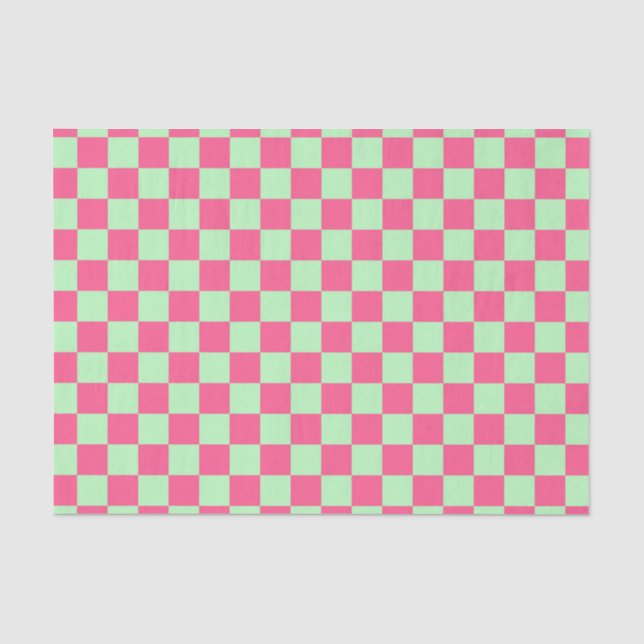 Papel De Seda Rosa quente e verde macio verificados (Frente )