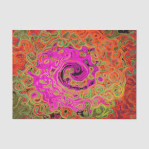 Papel De Seda Rosa Quente Groovy Abstrato Retro Líquido Redemoin