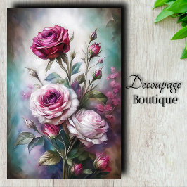 Papel De Seda Rosa Romântica Arte Decoupage