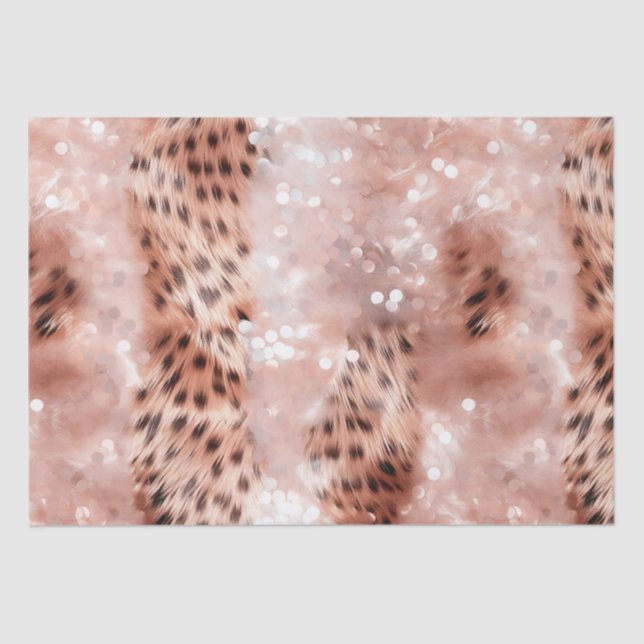 Papel De Seda Rosa Rosa Rosa-Rosa-na moda, Rosa Dourada Leopardo (Frente )
