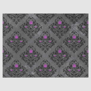 Papel De Seda Rosa Roxo e Desmontagem em Damasco Preto
