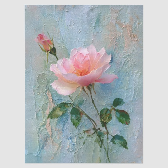 Papel De Seda Rosa Shabby Chic com Efeito de Impasto (Frente )