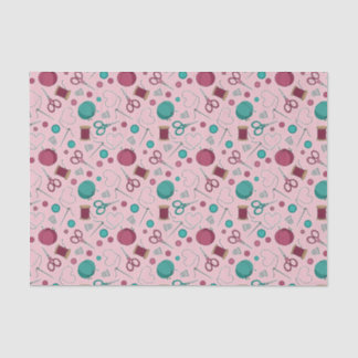 Papel De Seda Rosa temático Sewing bonito do teste padrão