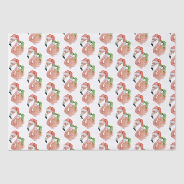 Papel De Seda Rosa Tropical Flamingo Natal Santa Hat (Frente )