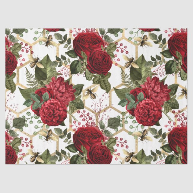 Papel De Seda Rosa vermelha 48 (Frente )