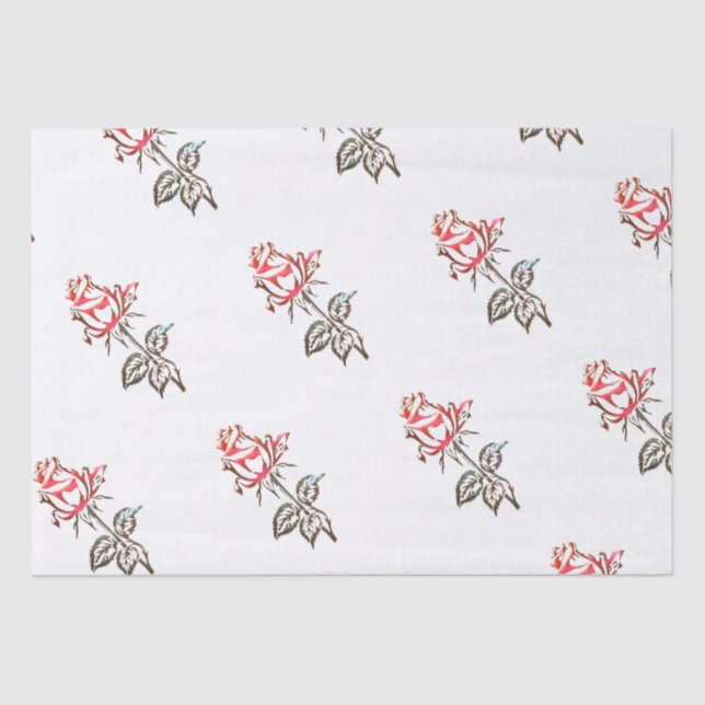 Papel De Seda Rosa vermelha com Mug de Gotas (Frente )