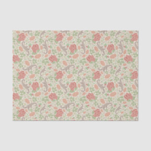 Papel De Seda Rosa vermelha de Vintage, cor-de-rosa, Mães Floral