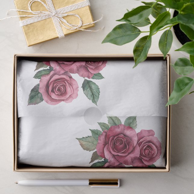 Papel De Seda Rosa vermelha Floral Love (Presente)
