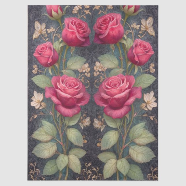 Papel De Seda Rosa vermelha grandes Trabalho de arte para Artesa (Frente )