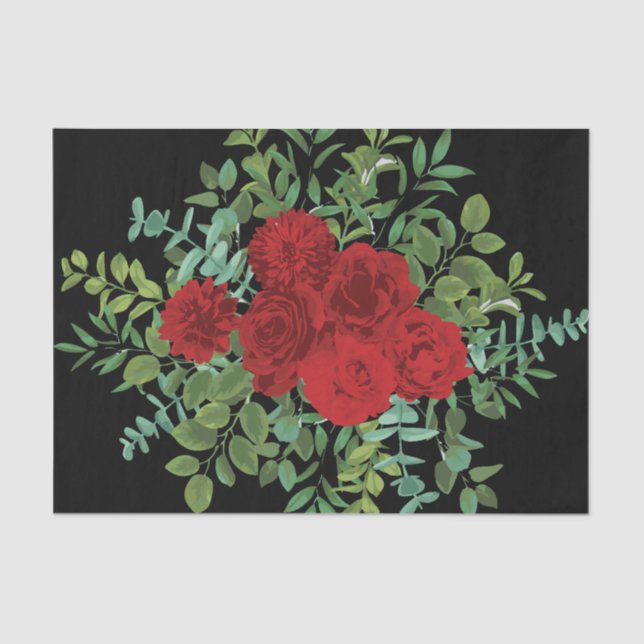 Papel De Seda Rosa vermelha Negra Casamento Gótico Escuro (Frente )