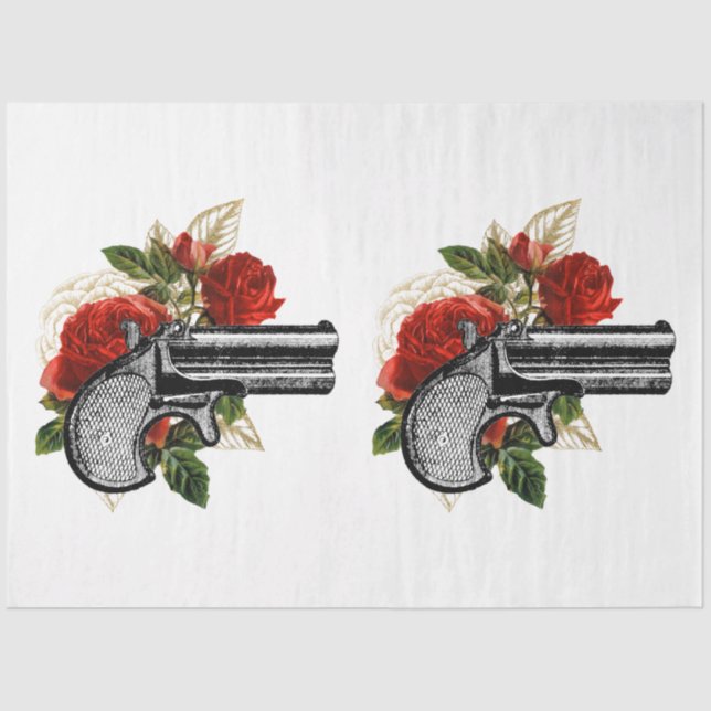 Papel De Seda Rosa vermelha Steampunk Series Design 1 (Frente )