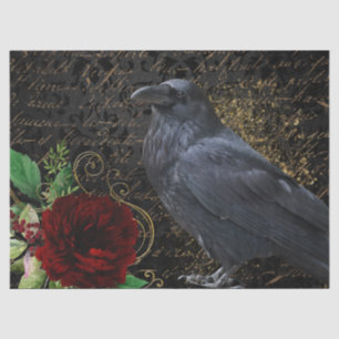 Papel De Seda Rosa Whimsical Black Raven