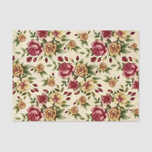Papel De Seda Rosas amarelas e vermelhas felizes e fofas (Frente )