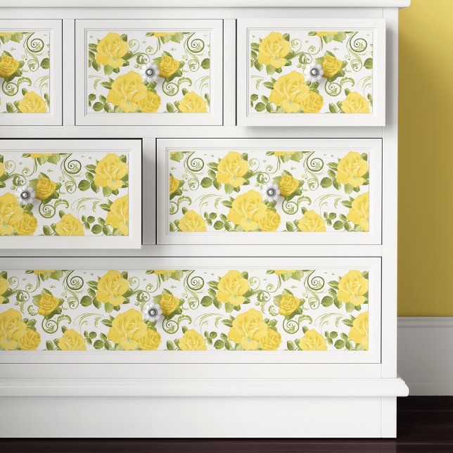 Papel De Seda Rosas Amarelas Elegantes Decoupage Floral (Criador carregado)