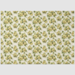 Papel De Seda Rosas Amarelas no Padrão Floral de Trellis