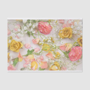 Papel De Seda Rosas Amarelas Rosa Pastel