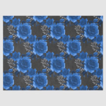 Rosas Azuis na Decoupage do Carvão