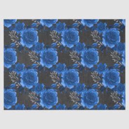 Papel De Seda Rosas Azuis na Decoupage do Carvão