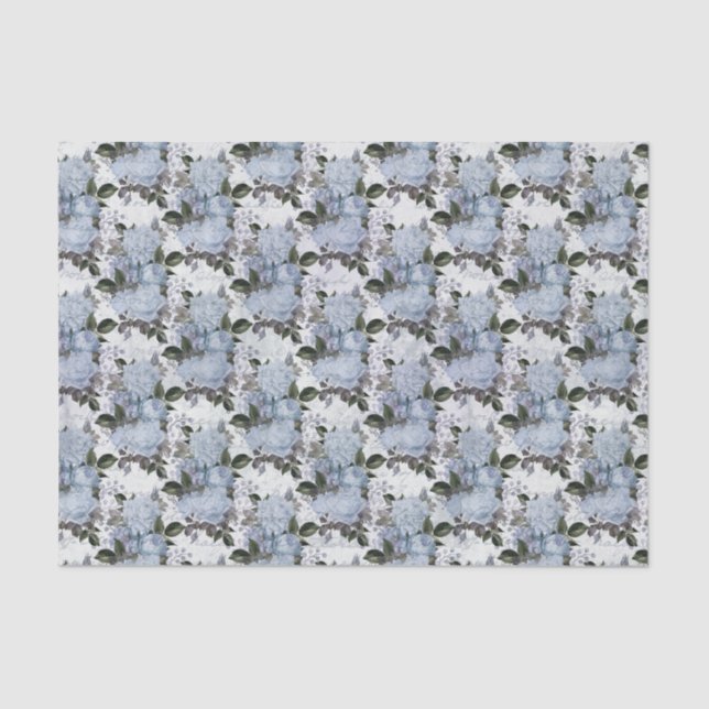 Papel De Seda Rosas azuis Vintage (Frente )