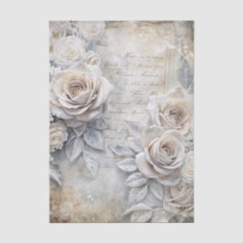 Papel De Seda Rosas Brancas de Inverno Inspiradas em Antiguidade