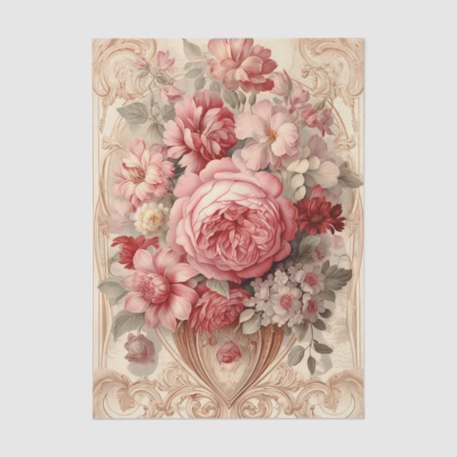 Papel De Seda Rosas brancas e rosa impressionantes com quadro de (Frente )