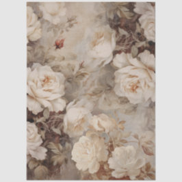 Papel De Seda Rosas brancas Elegantes Inspiradas por Grande Vint