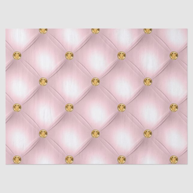 Papel De Seda Rosas claro e Dourados Tufados (Frente )