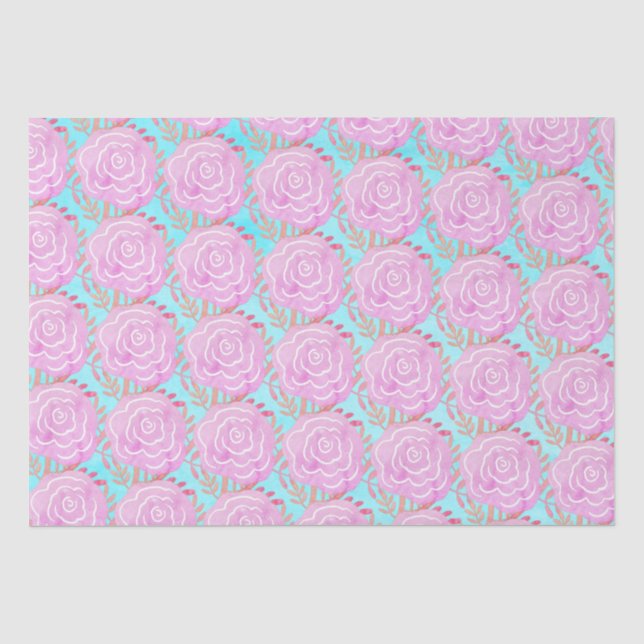 Papel De Seda Rosas Coloridos Brancos (Frente )
