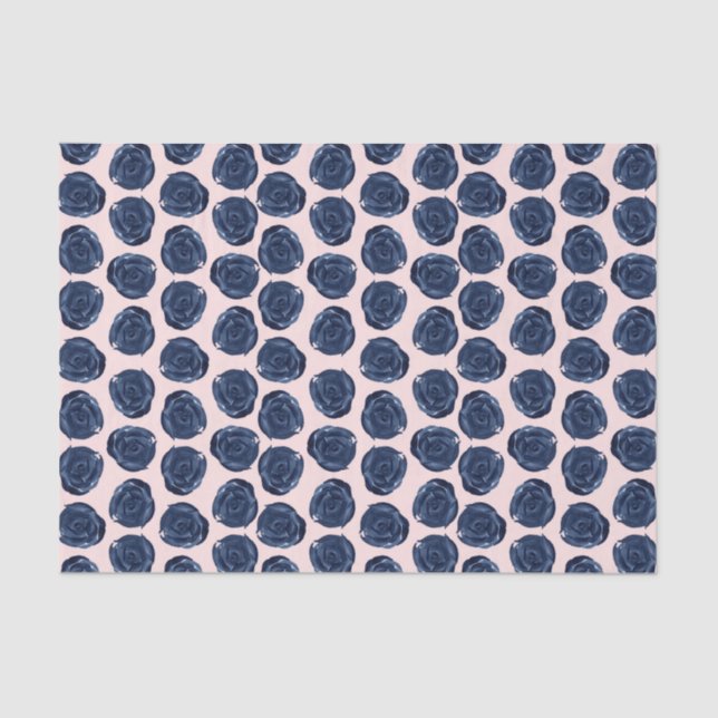 Papel De Seda Rosas com Gavinhas em Aquarela Rosa e Azul Casa de (Frente )