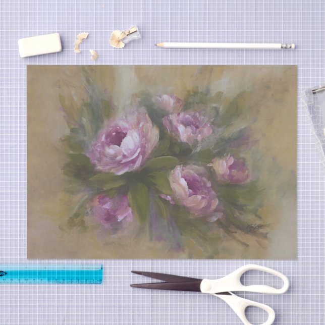 Papel De Seda Rosas Cor-de-Rosa  (Arte )